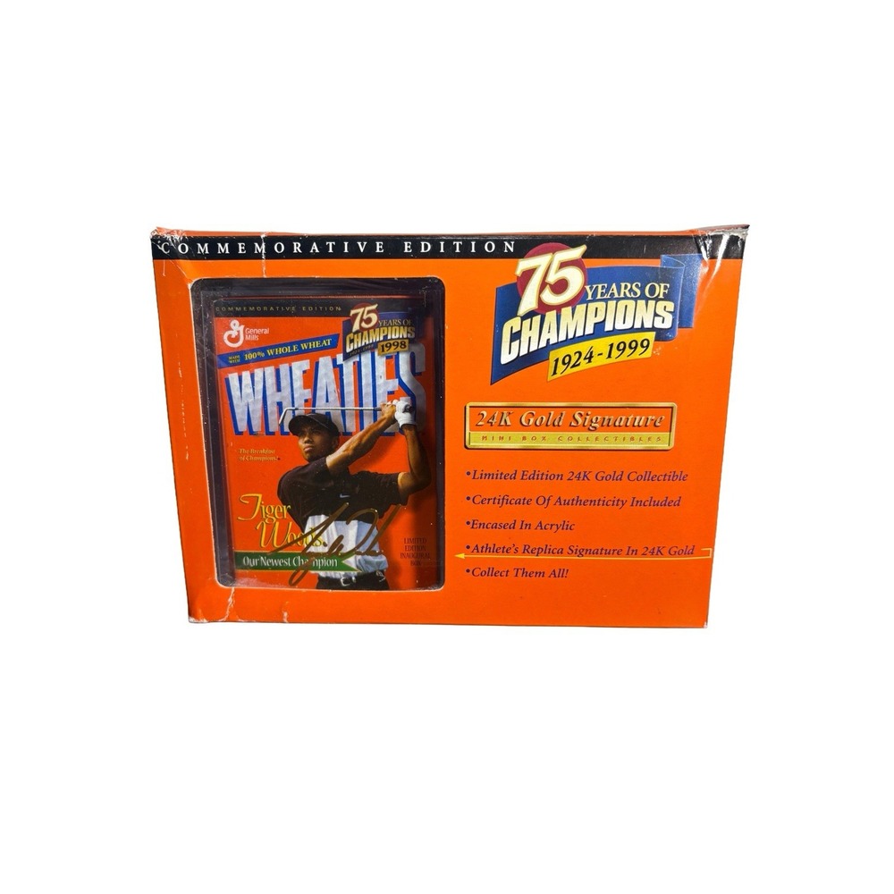 1999 Wheaties 75th Collectibles 24K Gold Signature Mini Box  - Tiger Woods
